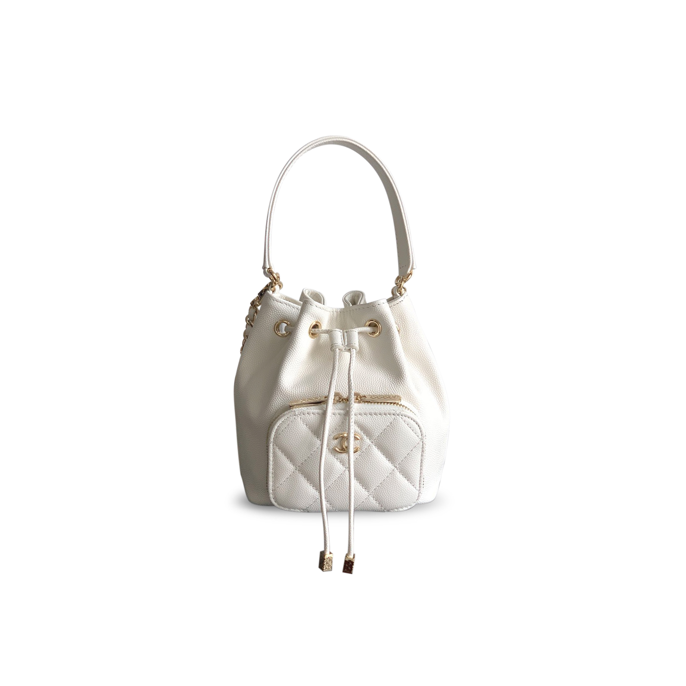 Ch*el caviar quilted mini cc pocket bucket bag white ap2913 (12.5*10*7cm)
